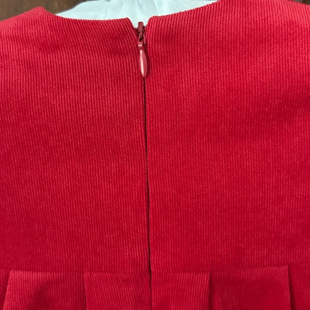 Mayoral Baby Girl 9M Red Corduroy Christmas Holiday Dress Spain Puff Sleeve